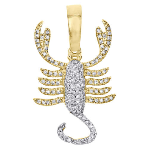 0.30 Ct Certified Diamond Horoscope Scorpio Sign Pendant Chain 10K Yellow Gold