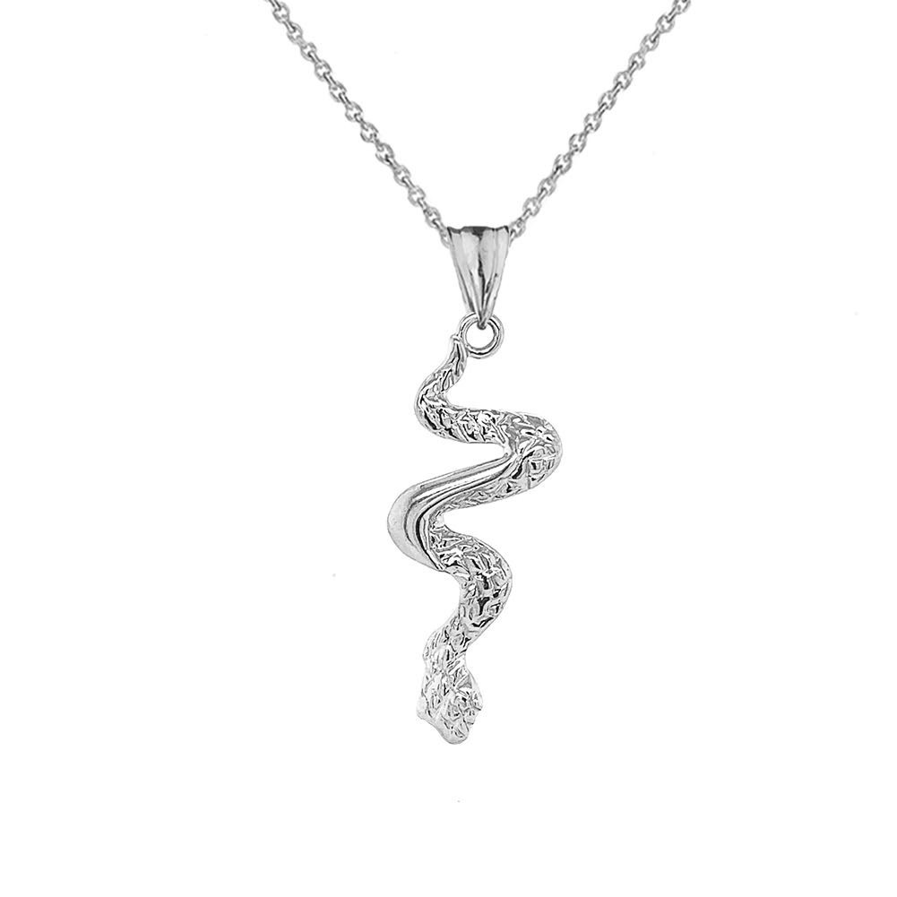 Solid Gold Serpent Snake Pendant Necklace (Available in Yellow/Rose/White Gold)