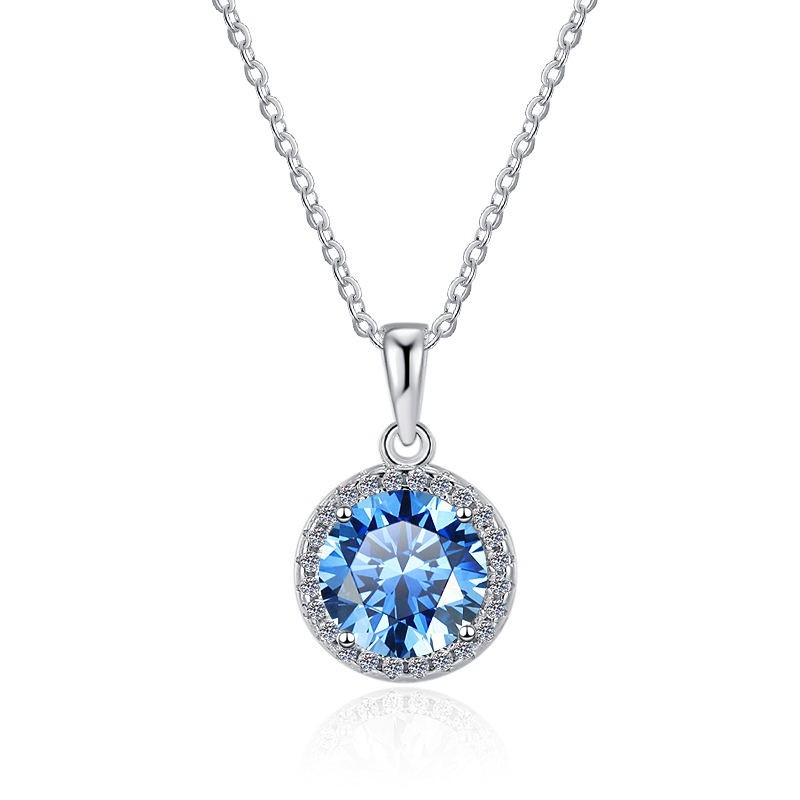 4.00 CT Round cut Shaped Moissanite Pendant 14K white Gold Plated free chain