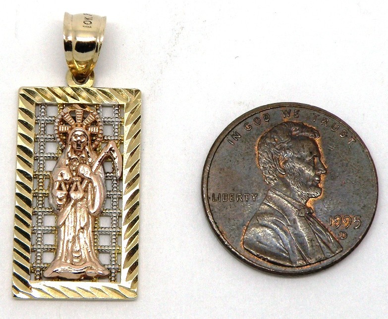 10k Tri-Clor Gold Grim Reaper/Sagrado Muerte Pendant