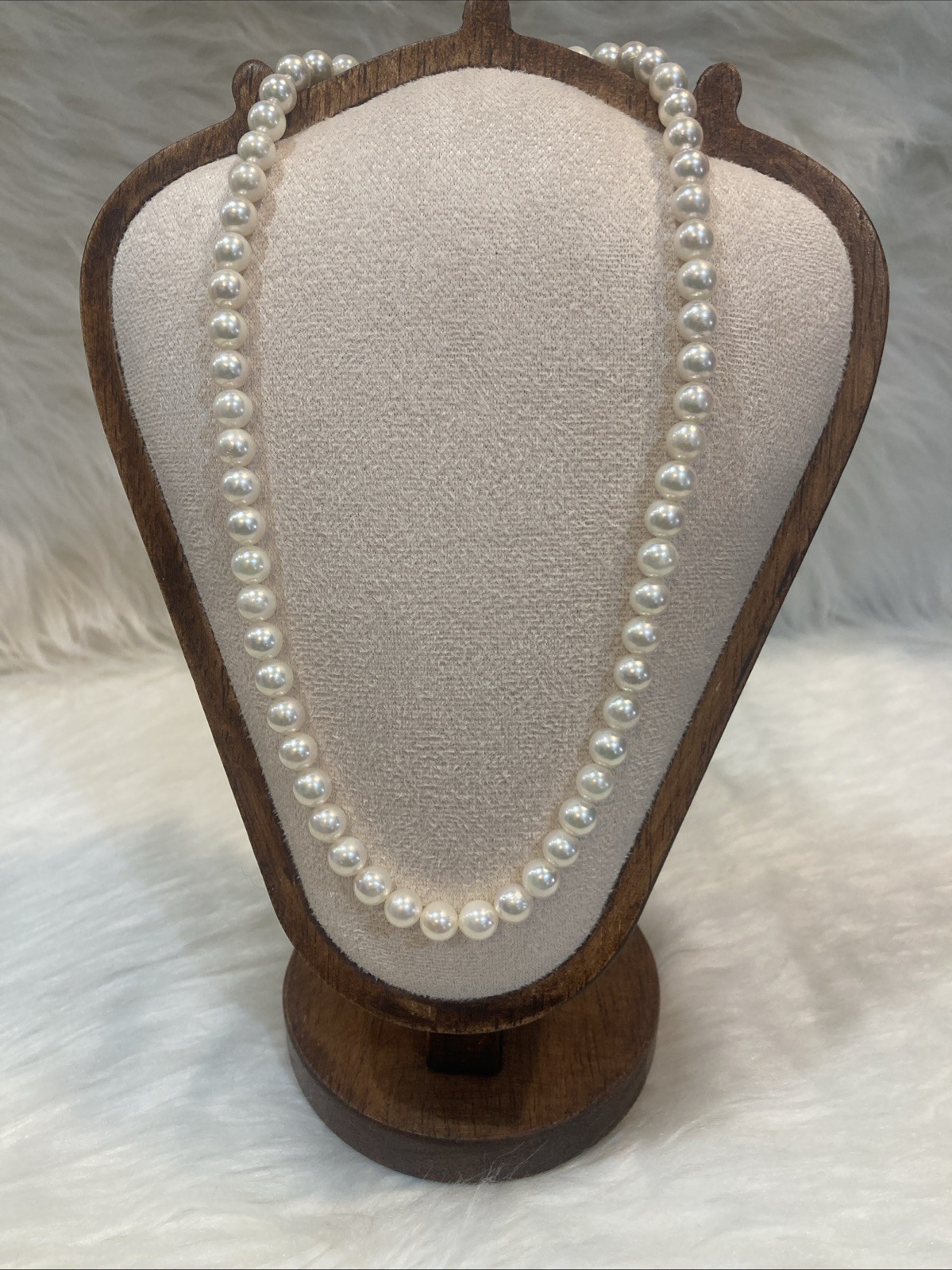 A02 Japanese Akoya Pearl Necklace 6.7-7mm 43cm Silver Clasp White Pearl