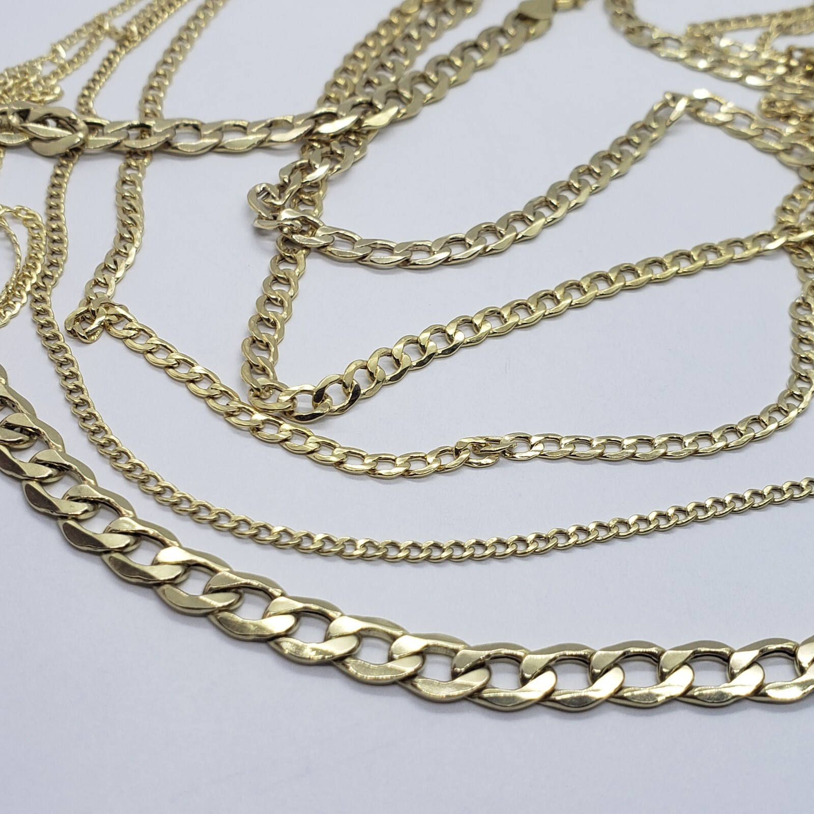 10K Yellow Gold Hollow Cuban Curb Chain Link Necklace Bracelet 3.5mm 4.5mm 7~30″