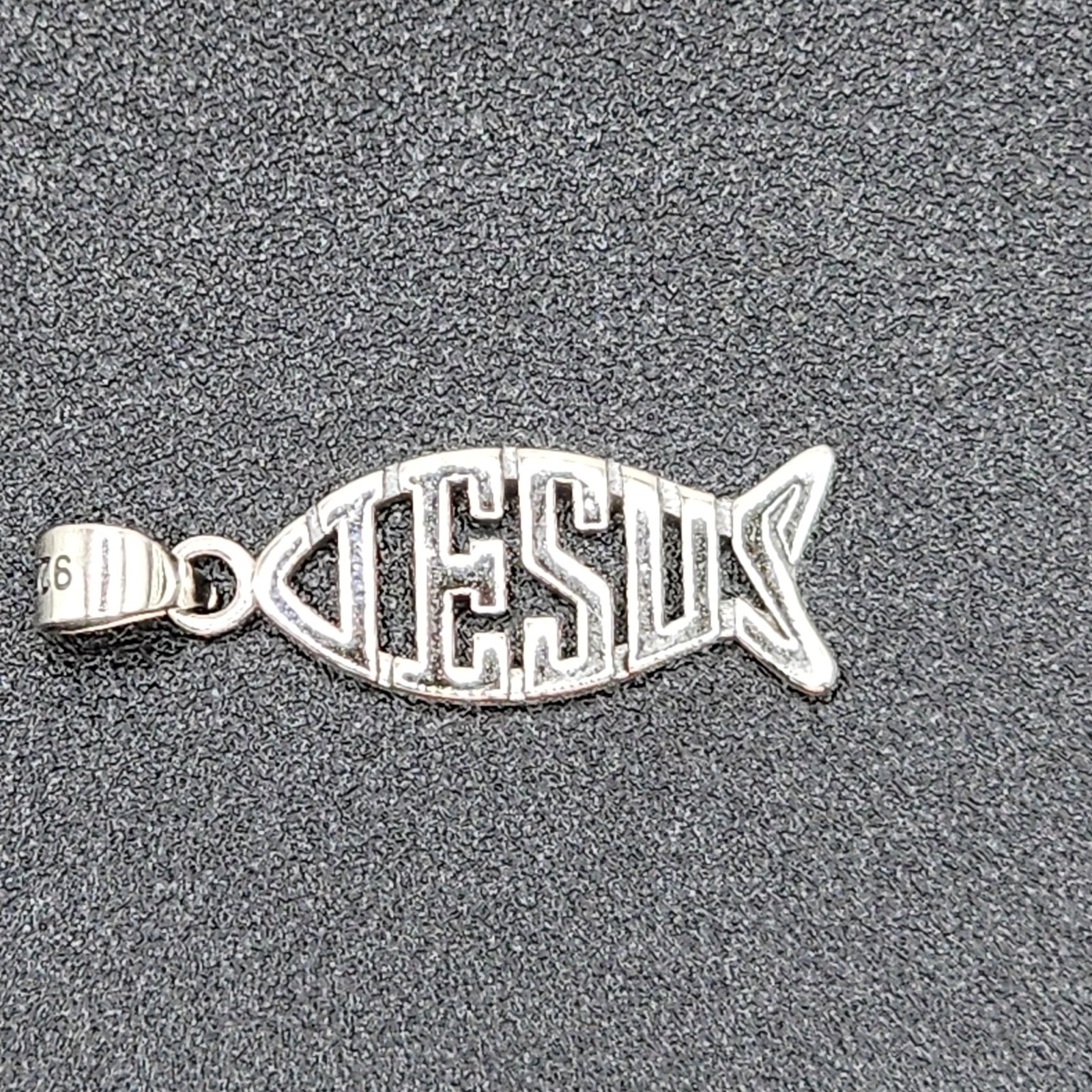 925 NEW Sterling Silver Pendant-Jesus Fish Ichthus Pendant 21mm Length 8mm Width