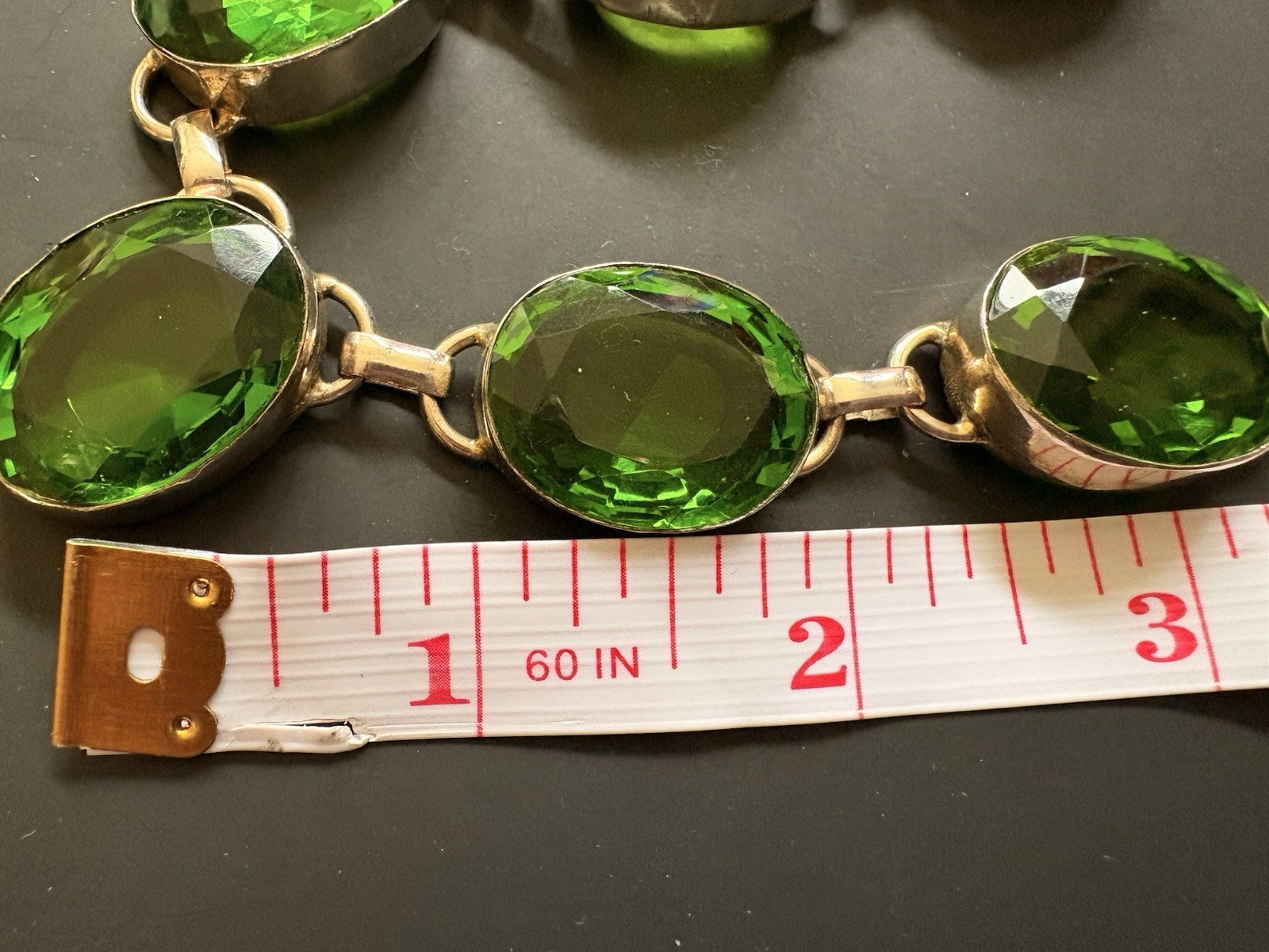 Peridot green oval station graduated necklace 52 Grams – Adjustable