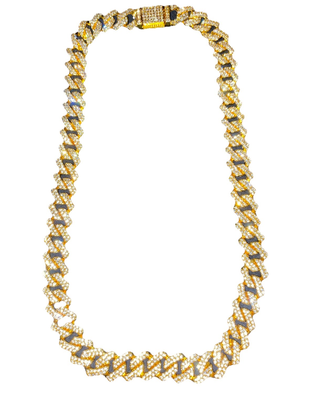 Gold plated cz stones Cuban link 20 In Chain