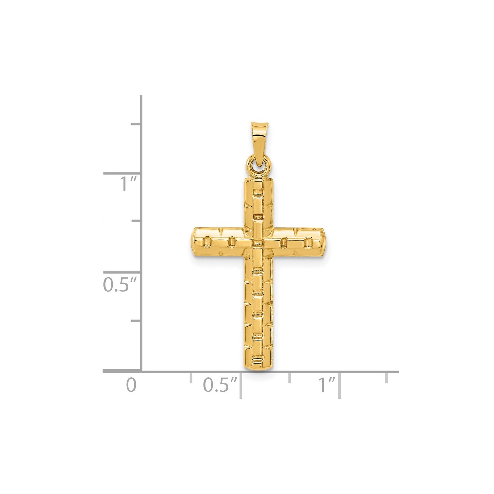 14k Yellow Gold Mens Cross Pendant Brick Design Christian Religious Jewelry Fait