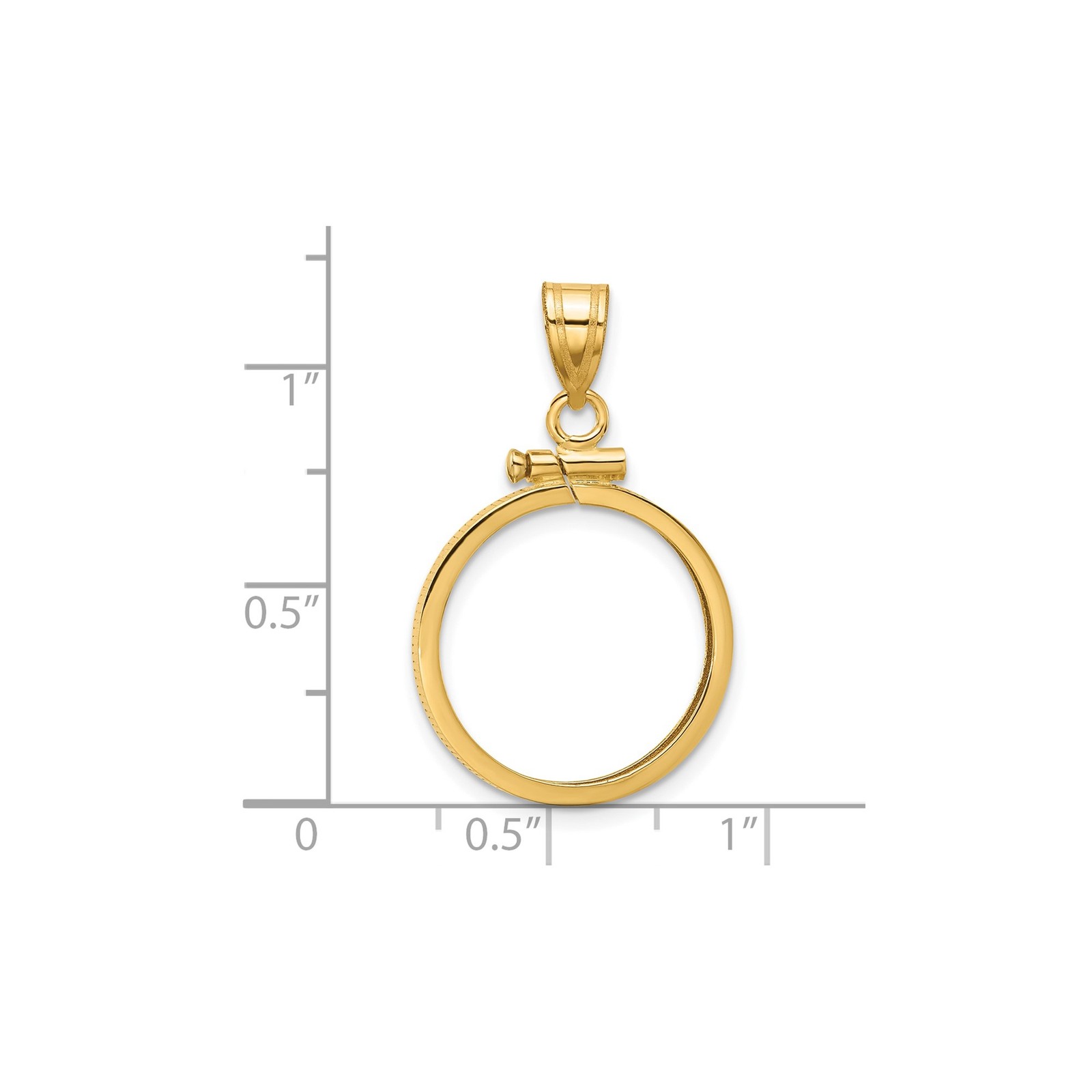 10¢ Roosevelt Dime Coin Bezel 17.8mm Screw Top Reeded 14k Yellow Gold