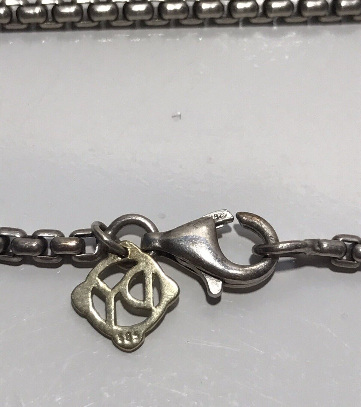 DAVID YURMAN 925 Box Chain w/14k Yellow Gold DY Logo & Unbranded Box Pendant
