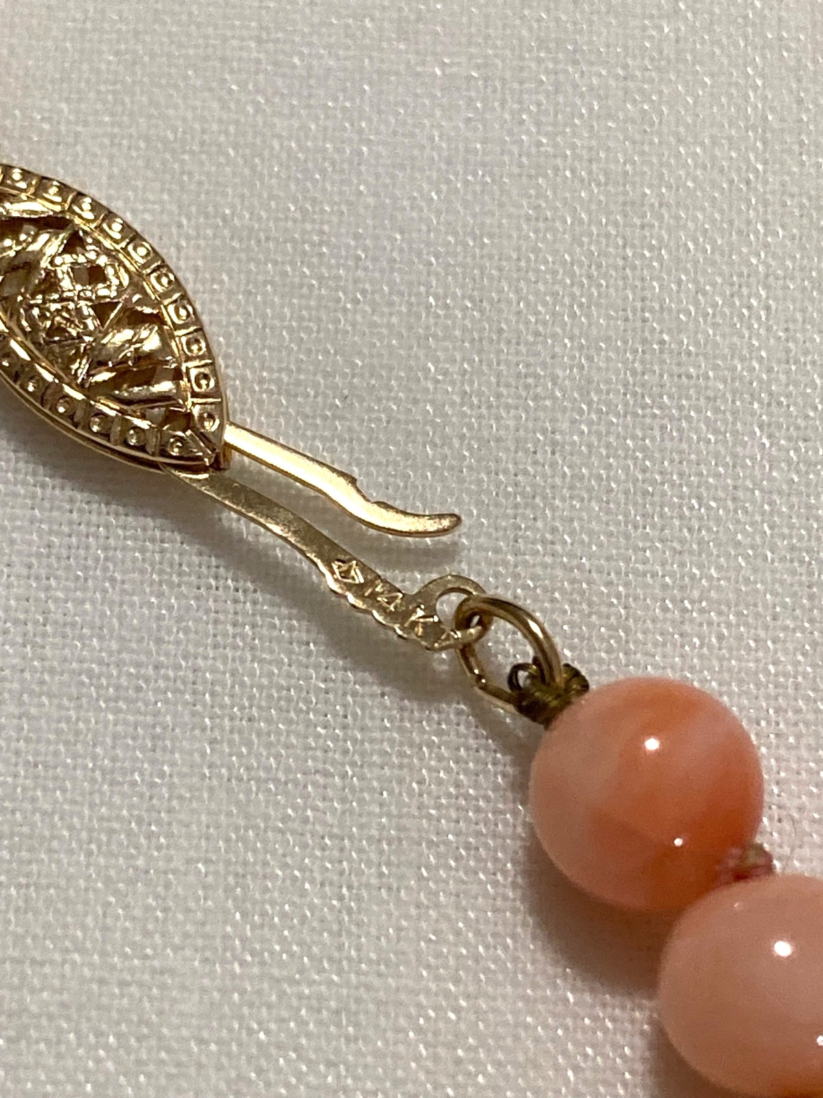 Vtg Variegated Angelskin Coral Necklace & Matching Bracelet 14K – Original Owner