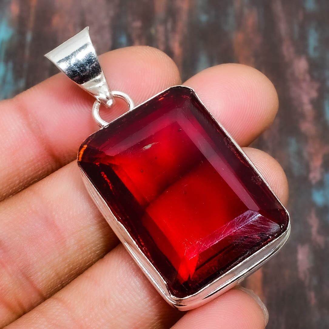 Mozambique Garnet Gemstone Handmade Jewelry Pendant 1.70″