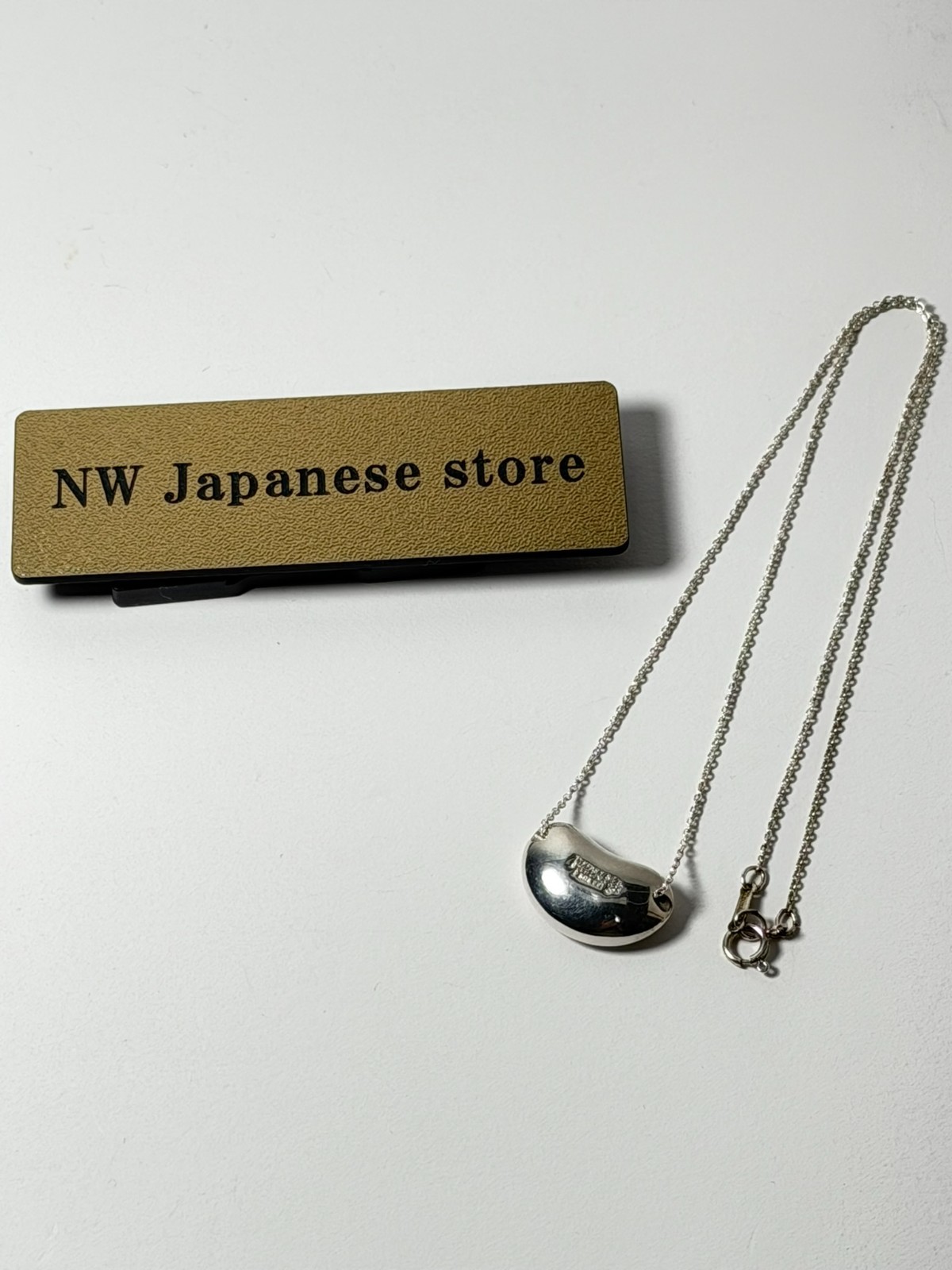 Tiffany & Co. Large bean Pendant Necklace Peretti Silver925 excellent F/S