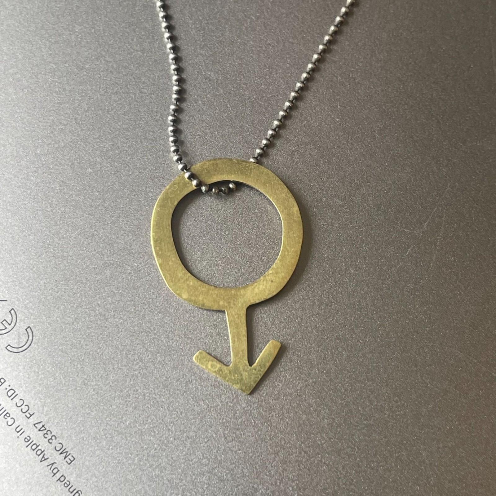 925 Sterling Silver Beaded Chain Male Gender Mars Symbol Necklace