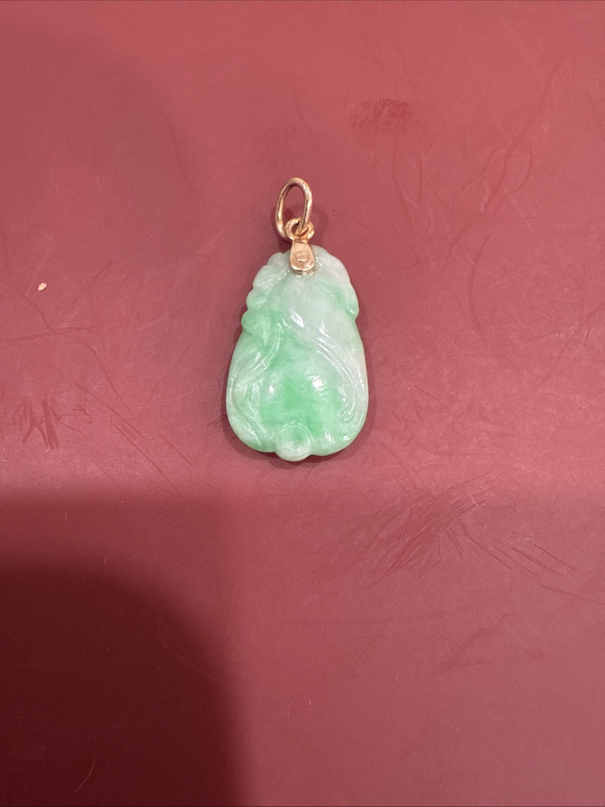 14k Yellow Gold, Carved White & Green JADEITE Jade Gourd Pendant 1 Inch 2.7 Gr