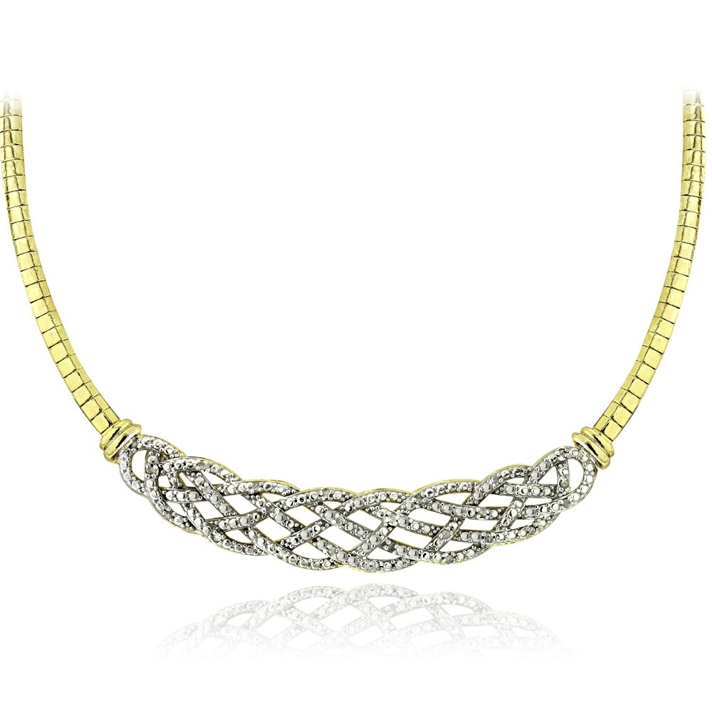 Gold Tone 1/4 Ct Diamond Weave Frontal Necklace