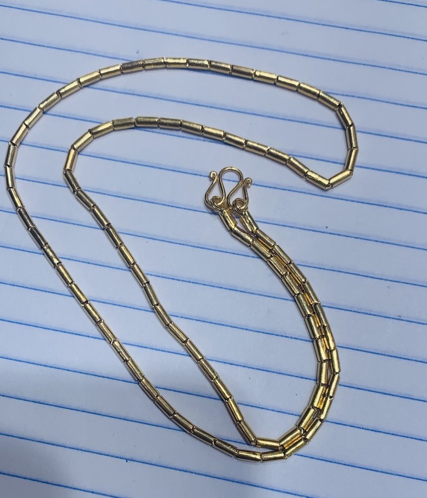 18K Solid Yellow Gold Oval Bar Link Chain Necklace 7.00Grams 17Inches(1.9mm)