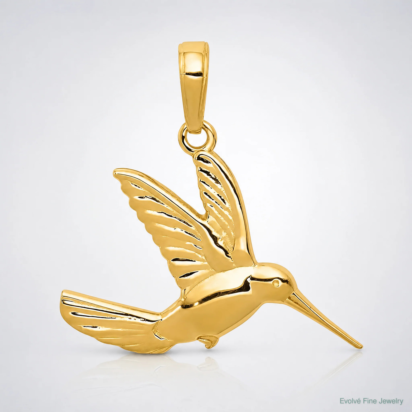 10K / 14K Yellow Gold Hummingbird In Flight Pendant