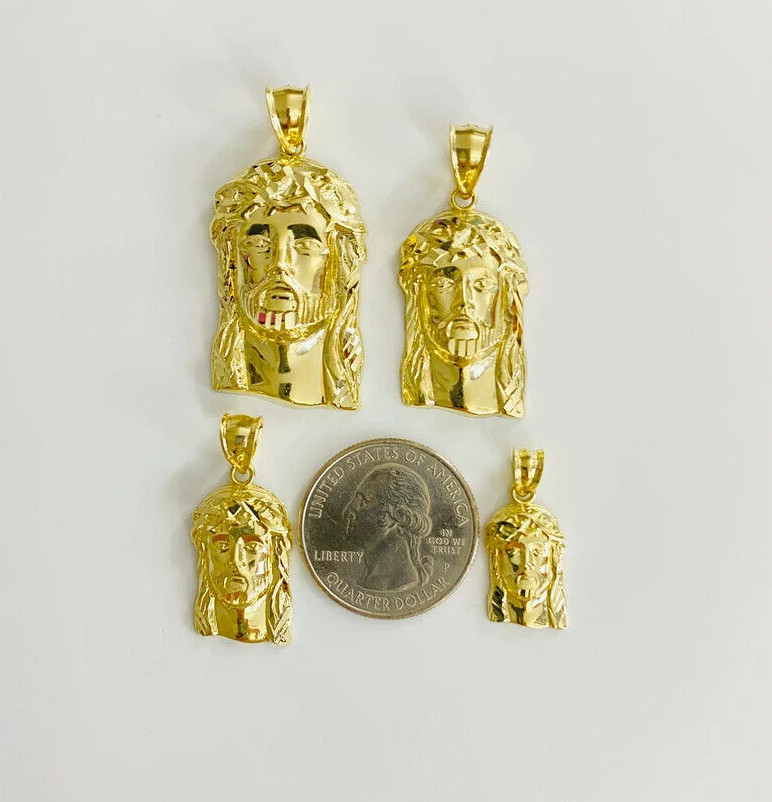 10K Solid Gold Jesus Face Pendant, 10k Real Gold Jesus Christ Pendant – GP102