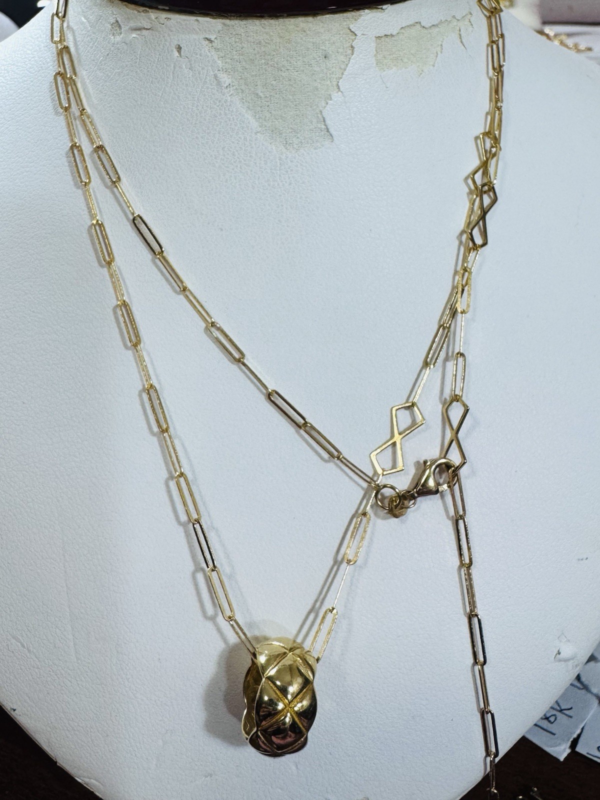 18K Fine Gold Quilted Set Necklace 31” Long adjustable 3/5mm WOMENS 6.6G
