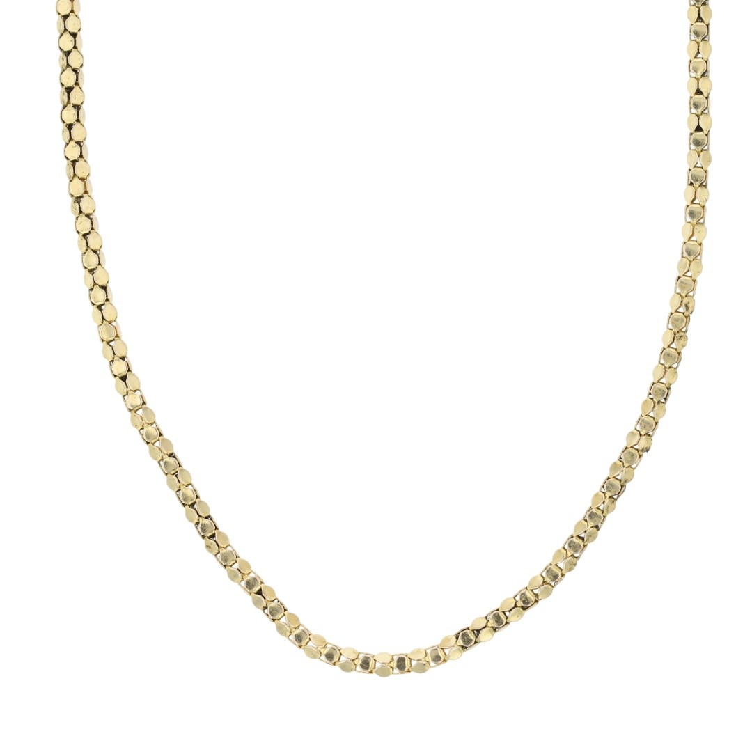 1.8mm Popcorn Link Chain 16.25″ Necklace 14k Yellow Gold Italy 3.79 Grams