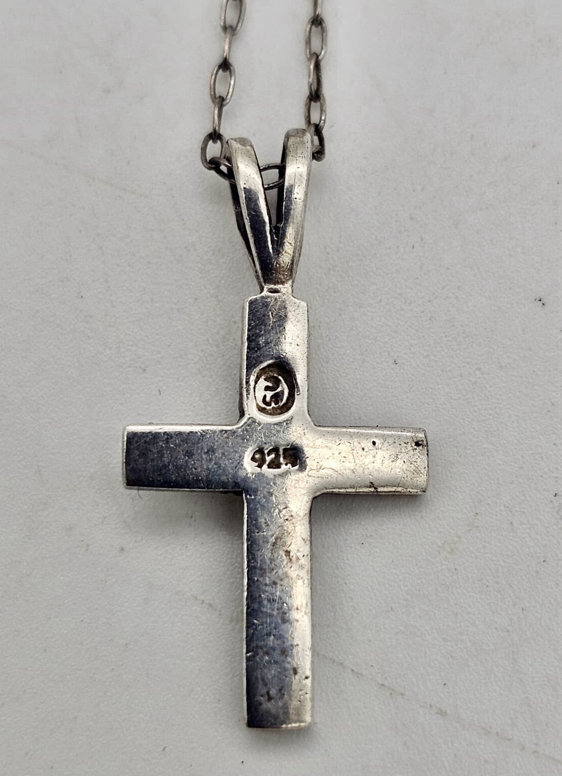 Sterling Silver Marcasite Cross Pendant With A Chain Necklace