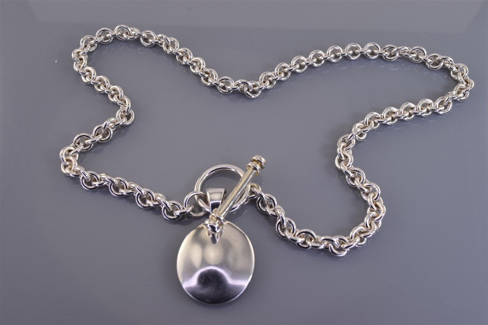 ESPO Sterling Silver 6mm Cable 26mm x 21mm Toggle Modernist 925 Necklace 55g 17″