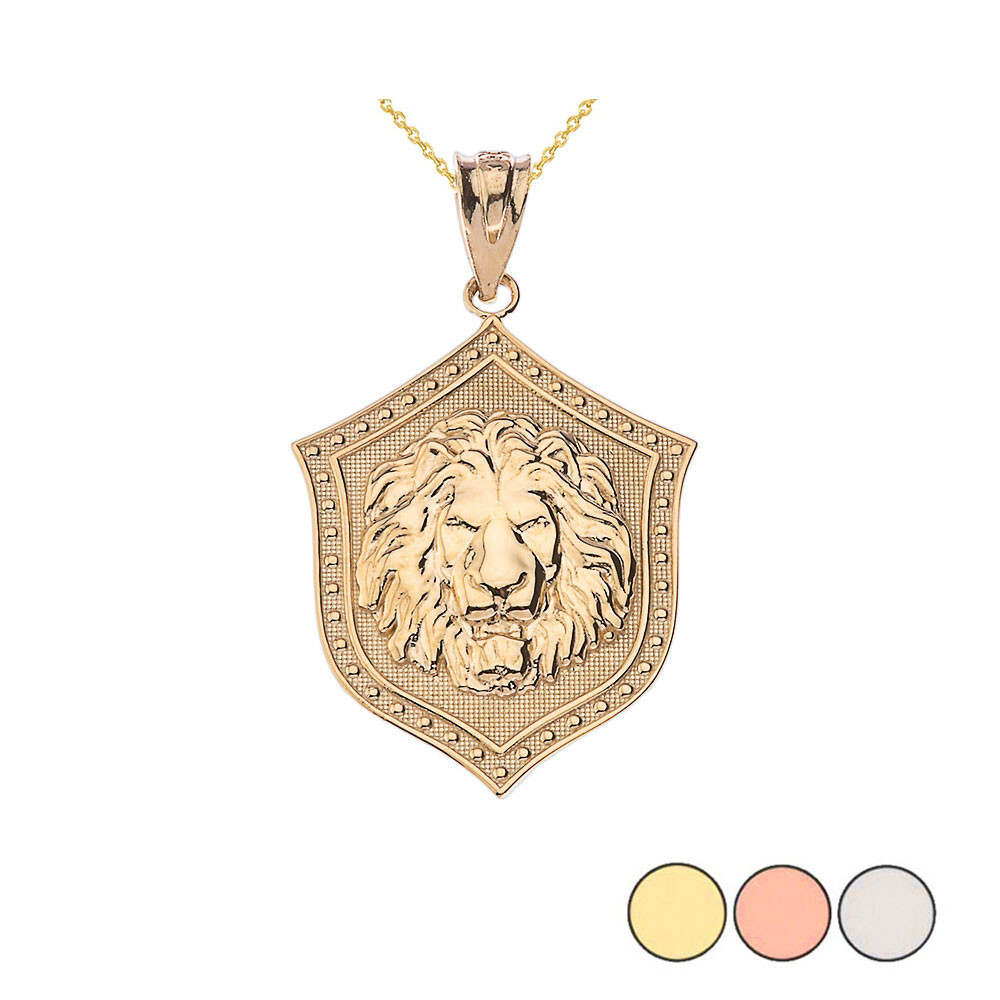 Lion Shield Pendant Necklace in Gold(Availbale In Yellow/Rose/White Gold)