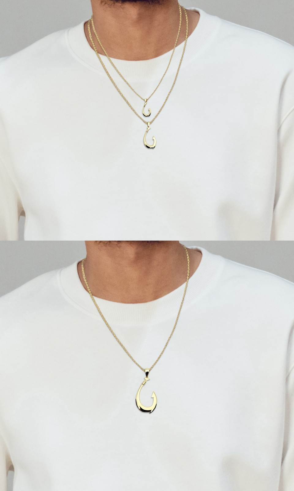 Real 18K Yellow Gold Fish Hook Pendant All Sizes Hawaiian Fish Hook Jewelry