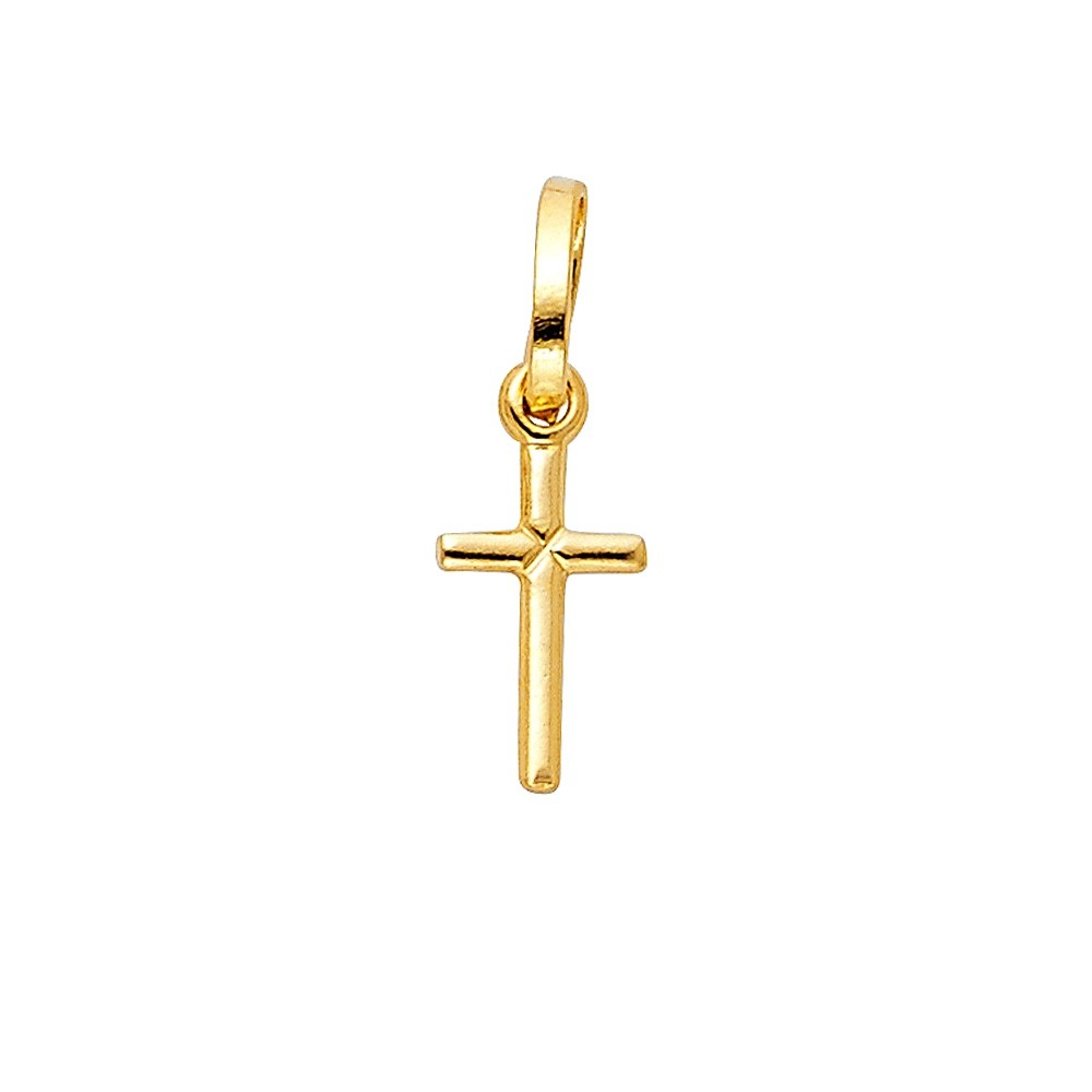 14K Solid Real Gold Small Cross 18mm x 6 mm / 14K Solid Gold 0.7″ Cross- PT143