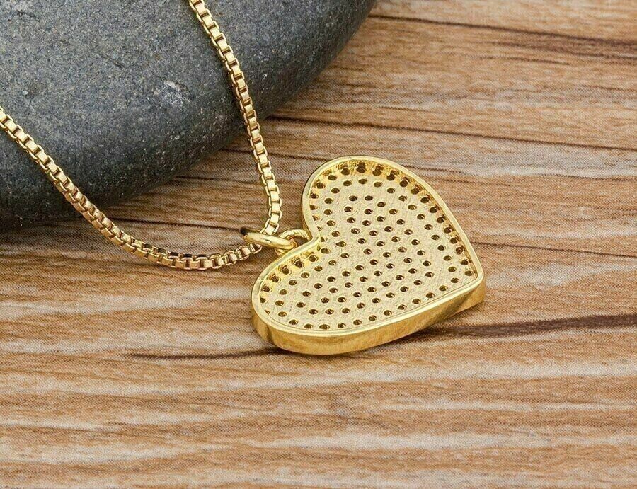 14k Yellow Gold Plated 1.60Ct Round Cut Lab Created Pink Sapphire Heart Pendant