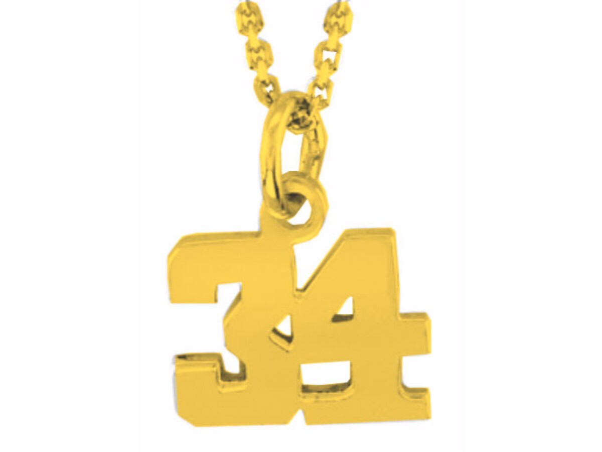Personalized Number Pendant Necklace 10mm Sterling Silver or Yellow Gold Plated