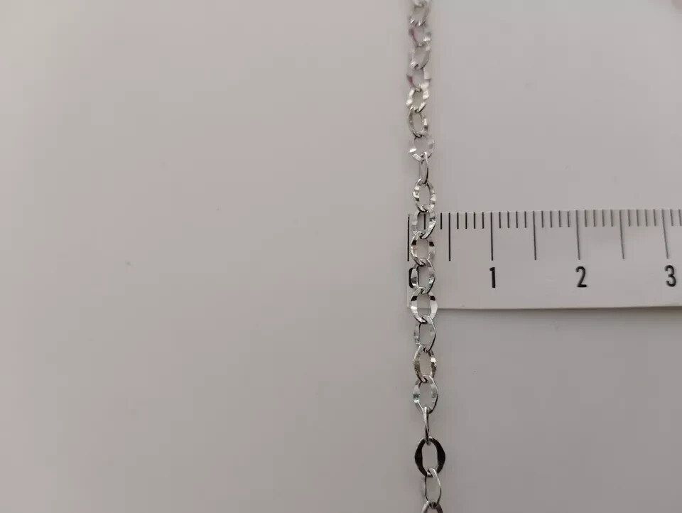 18K WHITE GOLD CHAIN 3/4 MM WIDTH ROLO OVAL LINK 17.72 INCHES 45 CM ITALY MADE