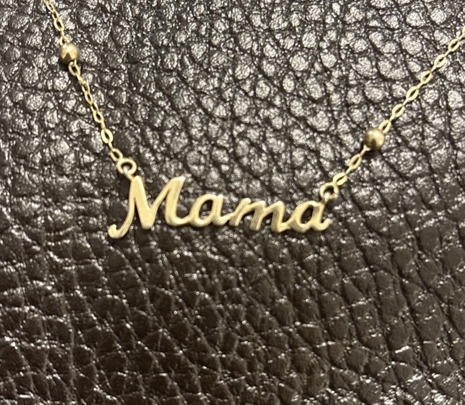 925 Script Mama Pendant Necklace 31mm(1.22″) 15.25-17.25″ Gold Toned