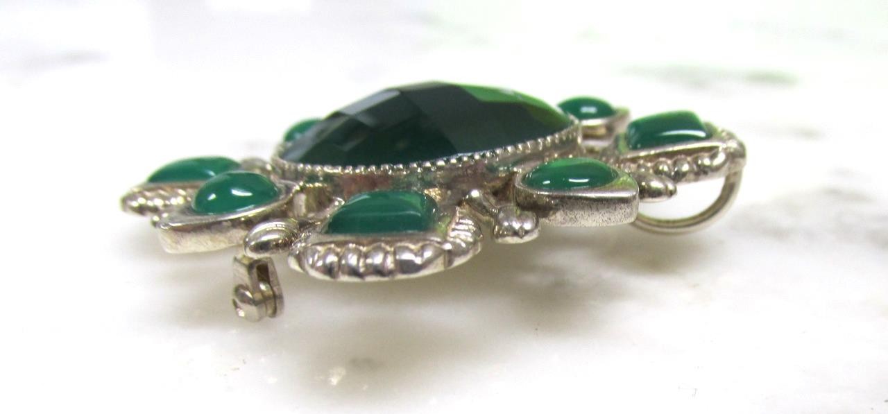 Ail Aluma Unknown Stones Sterling Silver Brooch / Pendant ~ 26g ~ 8-C645