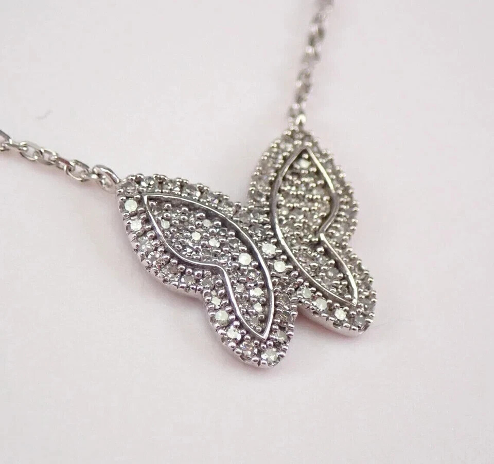 2.00Ct Lab Created Diamond Round Butterfly Cluster Pendant 14K White Gold Plated