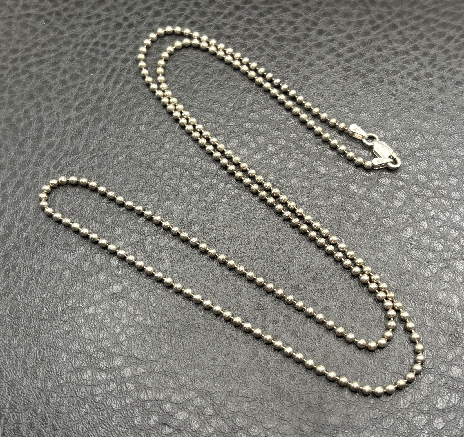 Vintage Sterling Silver 925 2.2MM Ball Bead Chain Italy Necklace 24″