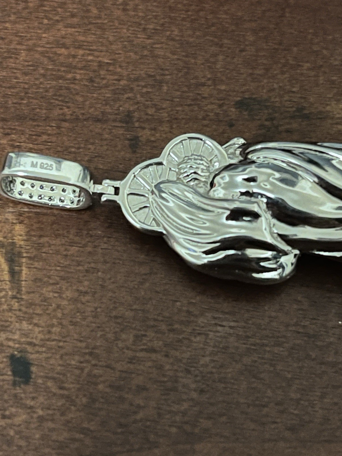 Sterling Silver Virgin Mary Pendant 29 Grams