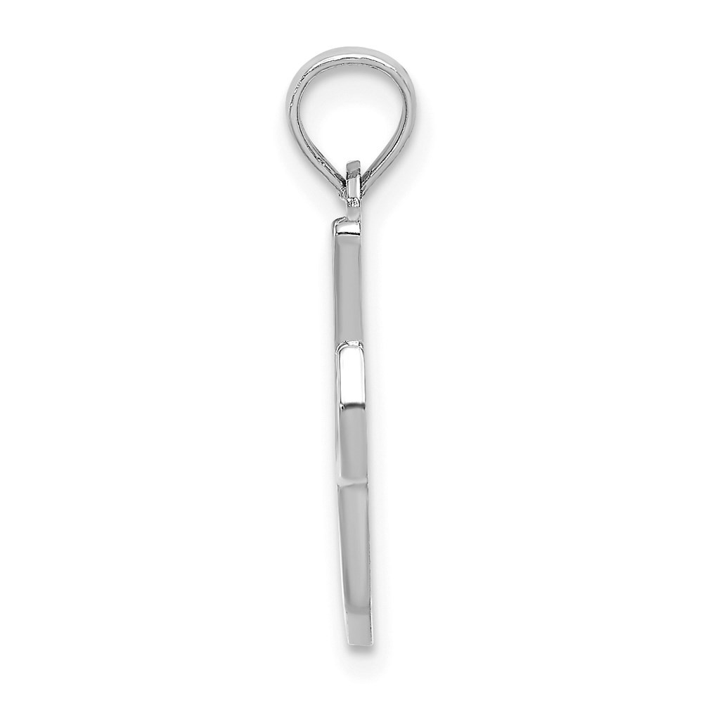 10K White Gold Polished Medium Script Initial I Letter Charm Pendant