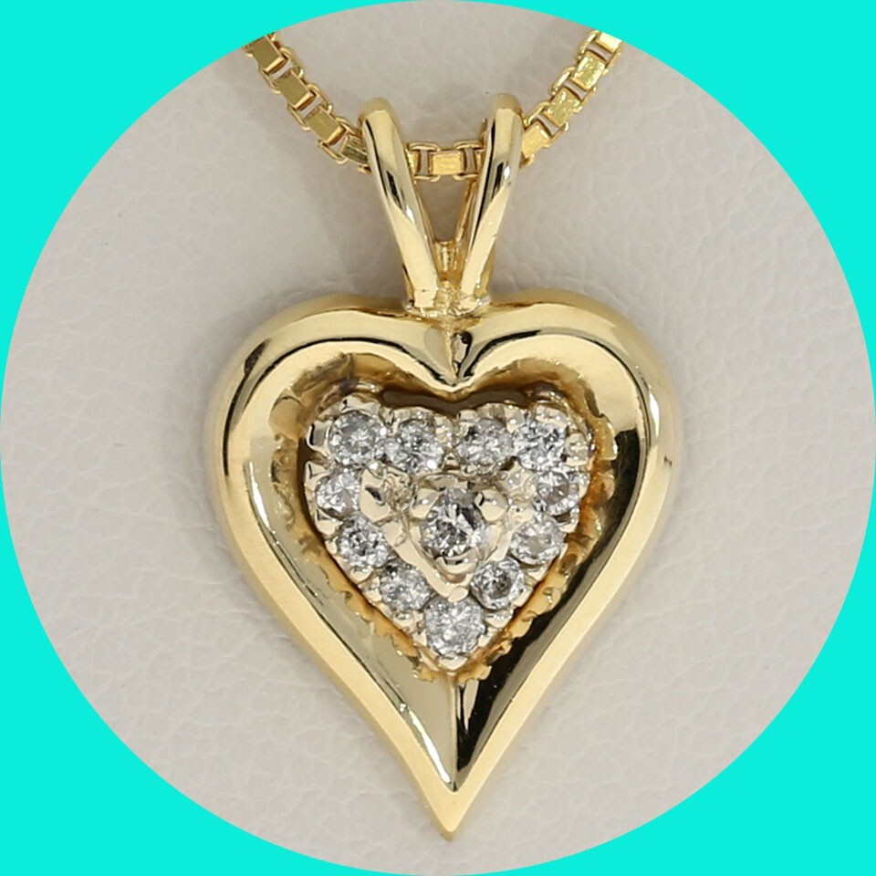 Diamond Heart Pendant Necklace .15CT 14K YG 18” Chain