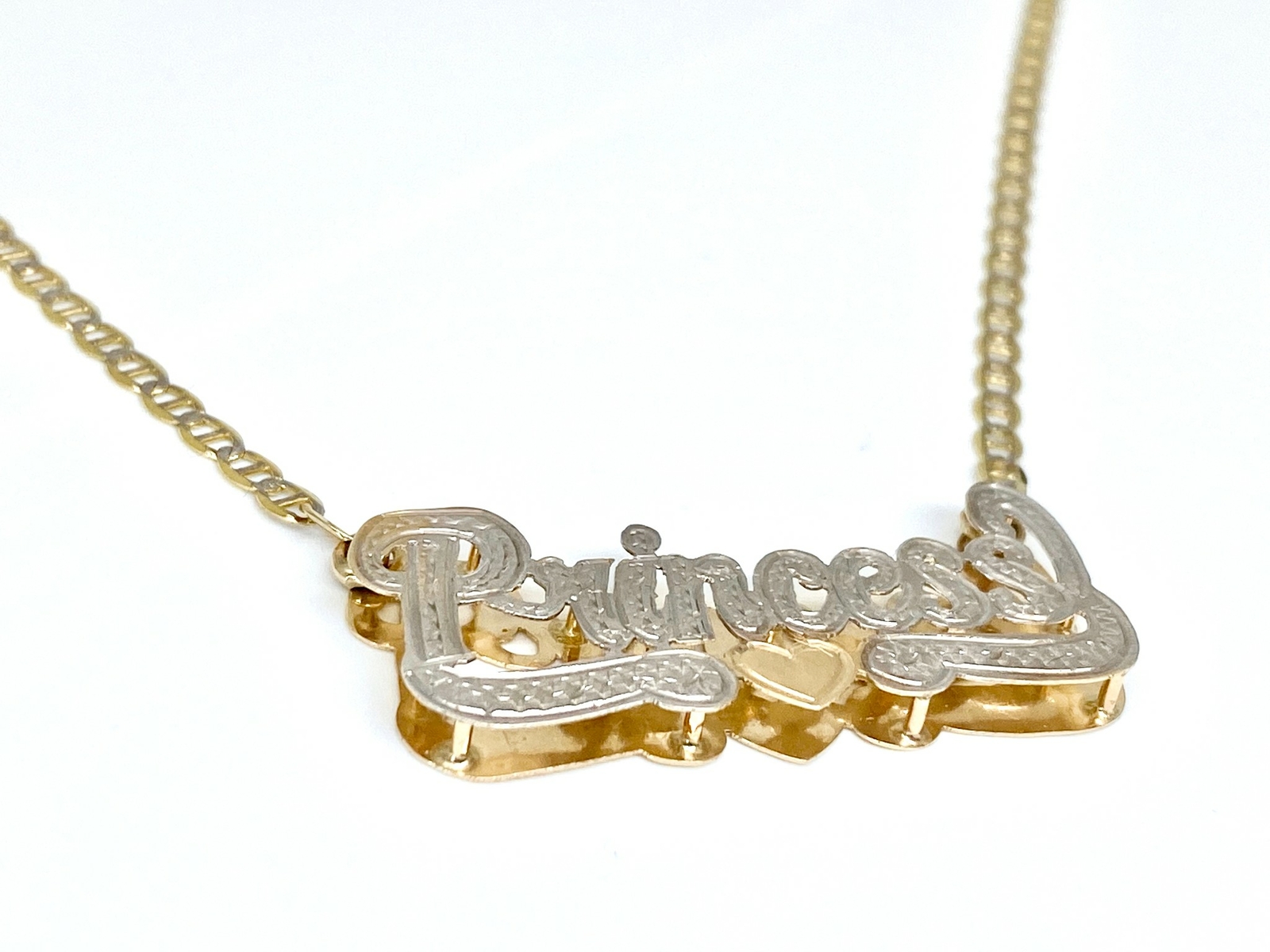 10K Real Yellow Gold Personalized Name Plate/Tag Nameplate Chain/Necklace Double