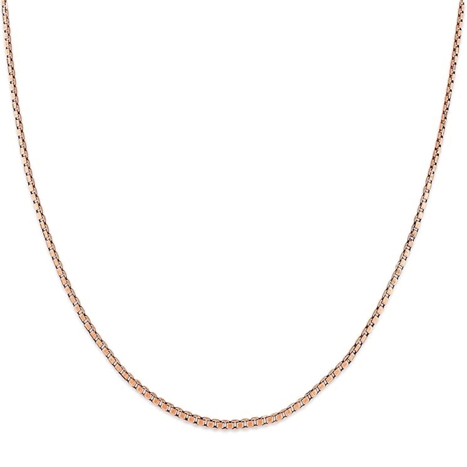 14K Solid Rose Gold 0.45 mm Box Chain with Lobster Clasp 18″ Necklace