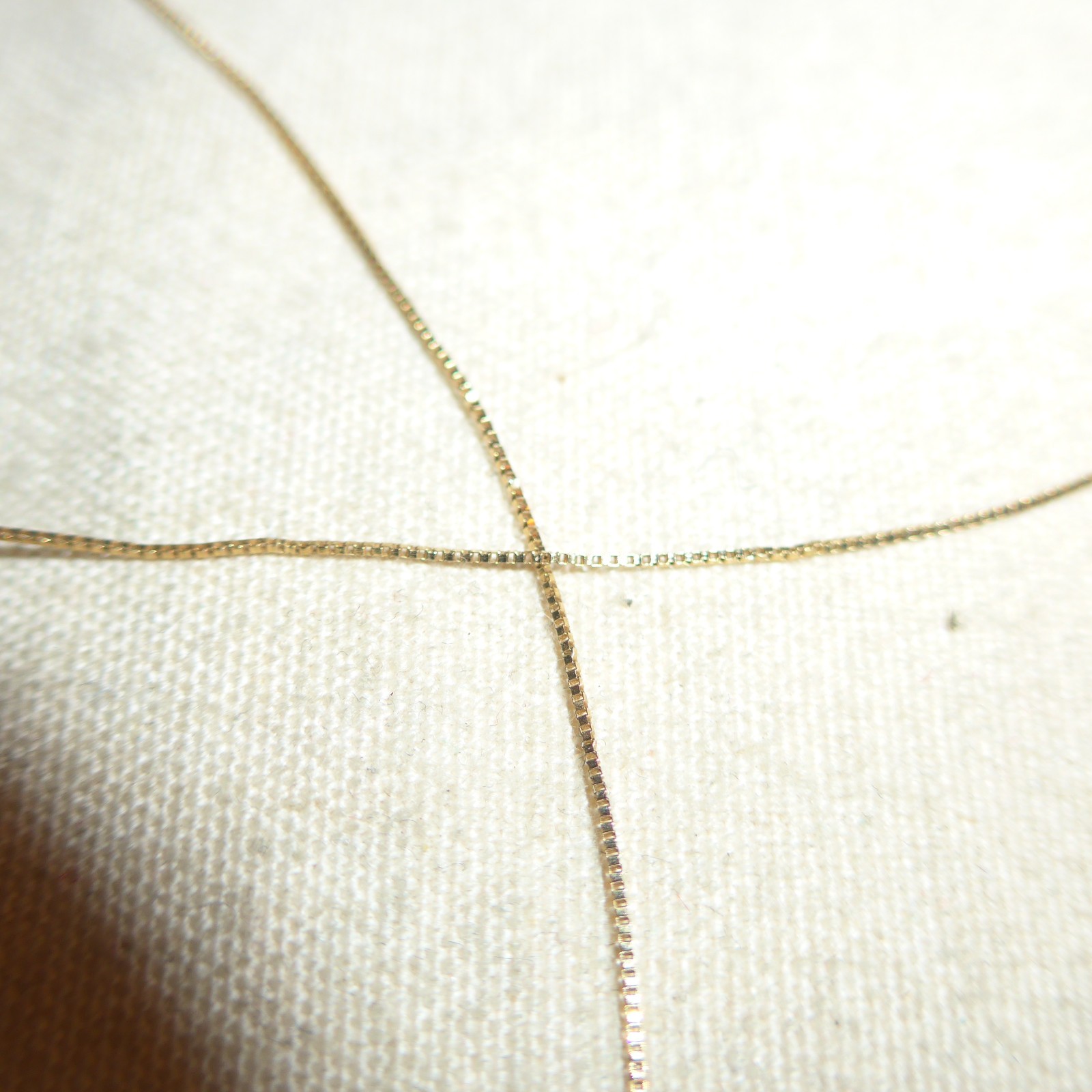 14K Gold Thin Petite Necklace Box Chain 20″ Signed F