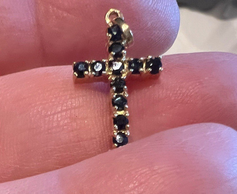 Gold Cross Pendant Without Chain Ruby Stones