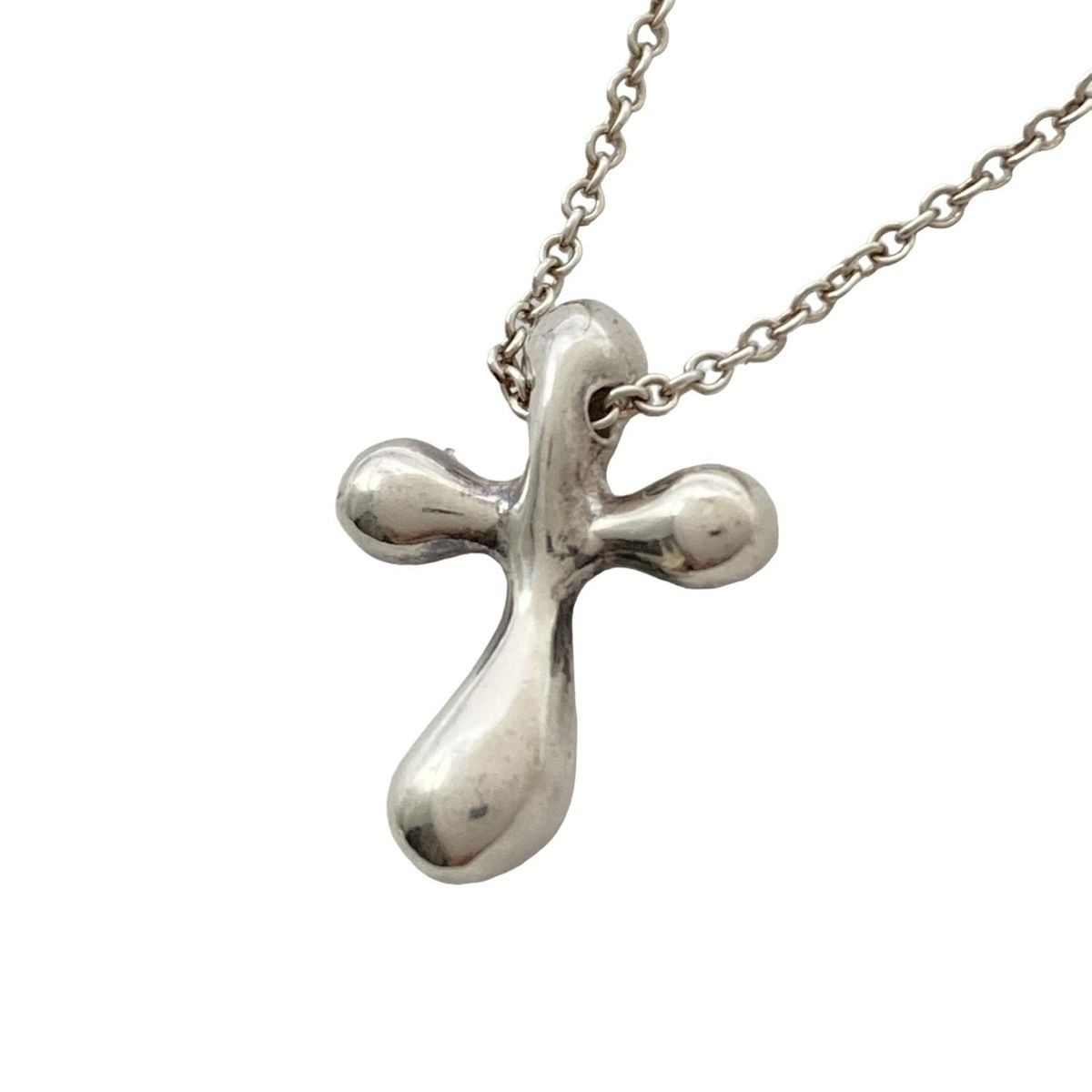 Tiffany & Co.Small Cross Pendant Necklace Elsa Peretti Sterling Silver 925 W/Box