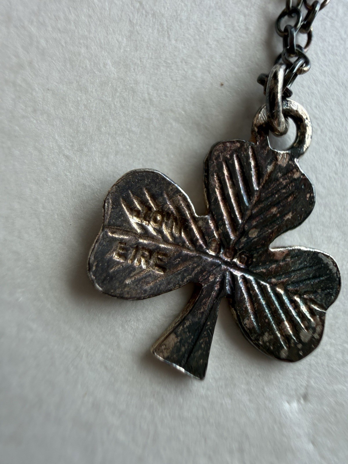 Vintage Irish Sterling Silver Shamrock Pendant Necklace J.O’N Eire 925