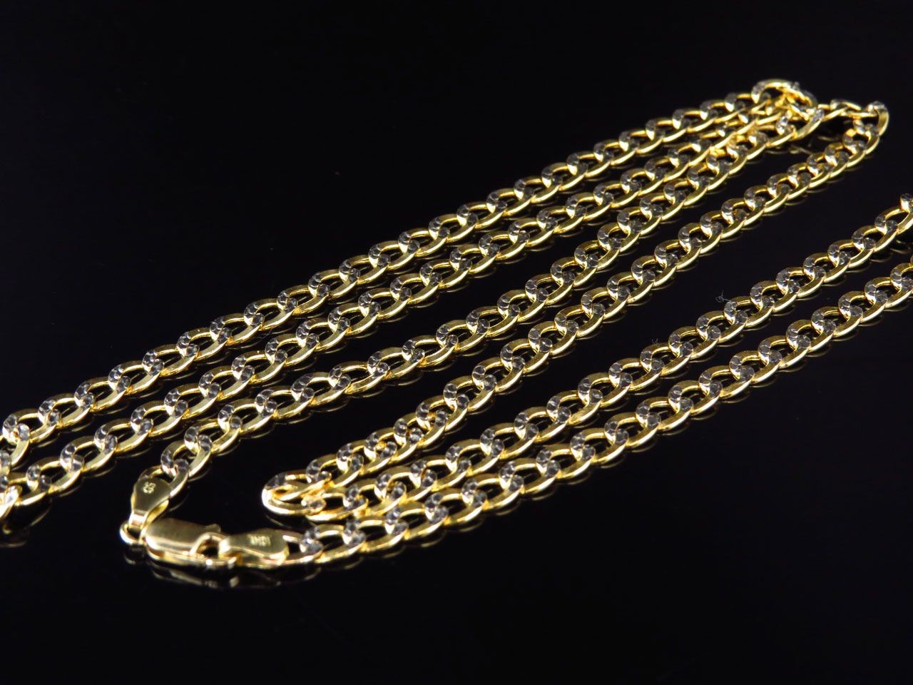 Men’s Ladies Diamond Cut Hollow Curb Cuban Link Chain Real 10K Yellow Gold 4M…