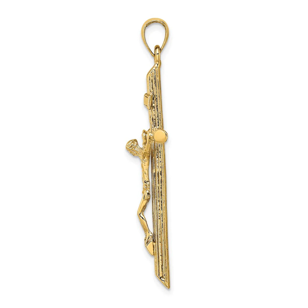 10K / 14K Yellow Gold Textured Crucifix Charm