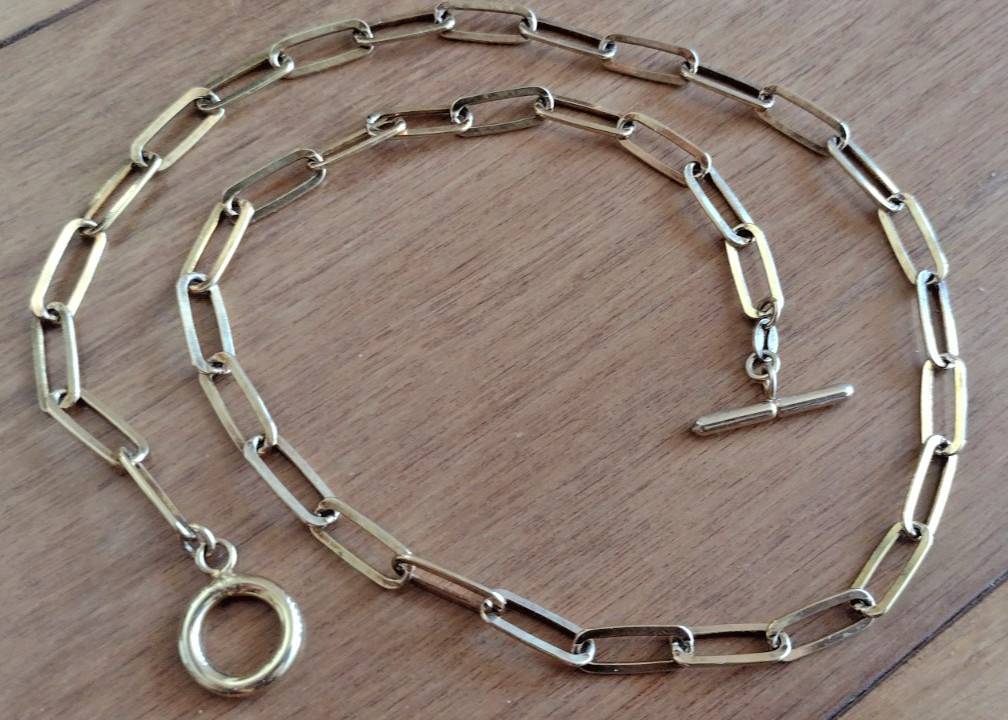 Karizia Spa KA1772 925 Italy Sterling Gold Plated Paper Clip Toggle Necklace 18″