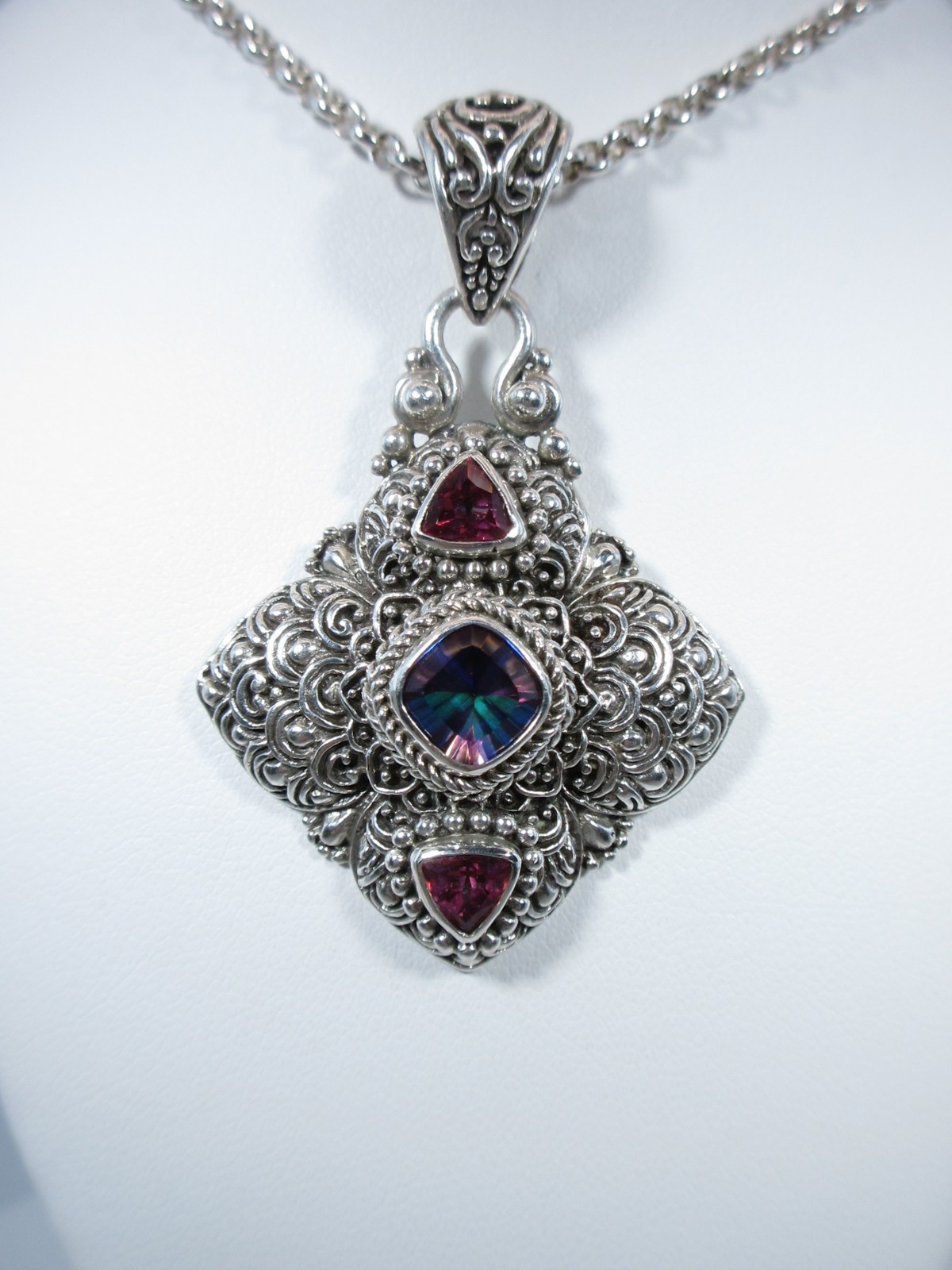 Sarda Sterling Silver in Purple Mystic Quartz & Pink Mystic Topaz Pendant