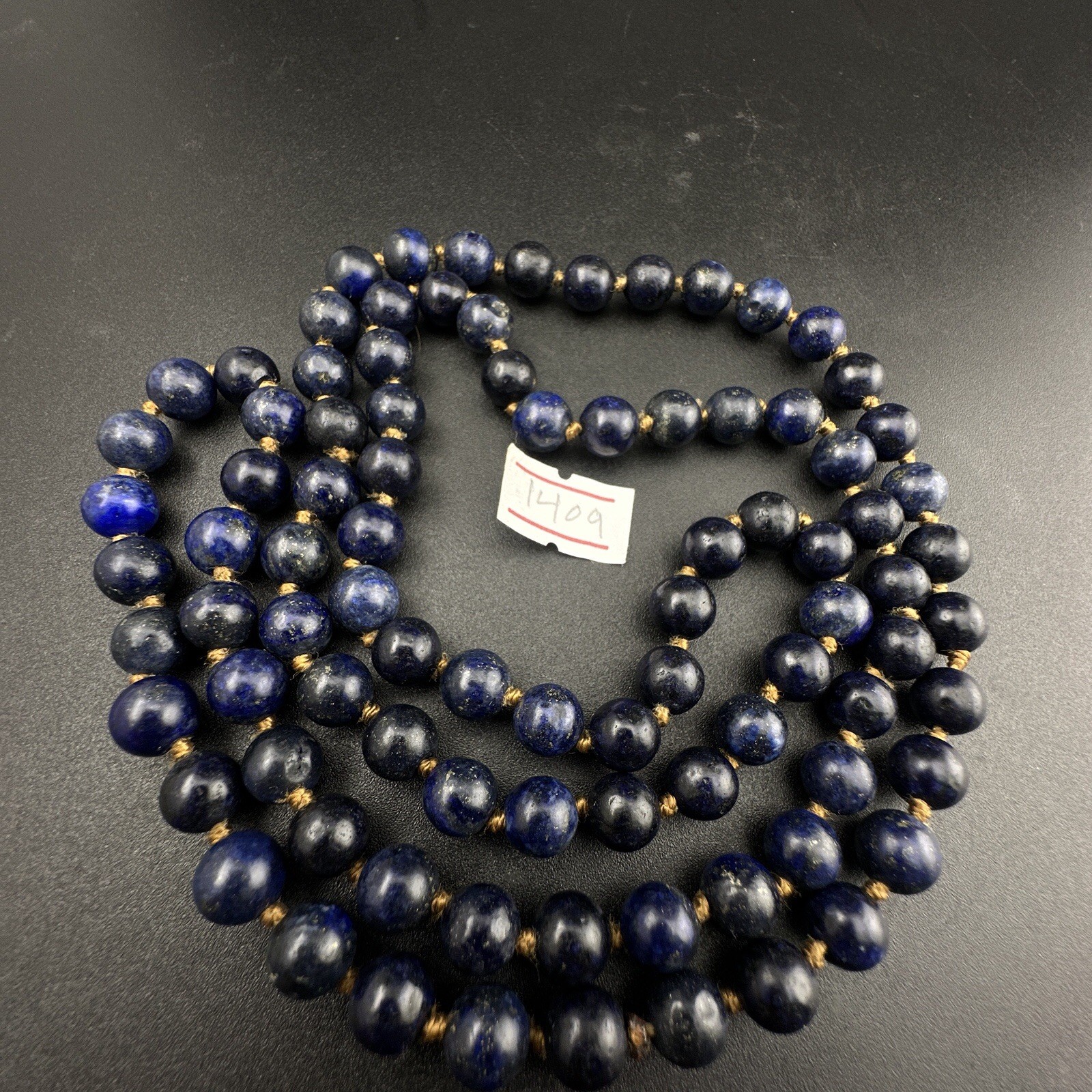 Antique Natural Lapis Lazuli Stone Beaded Necklace Rare