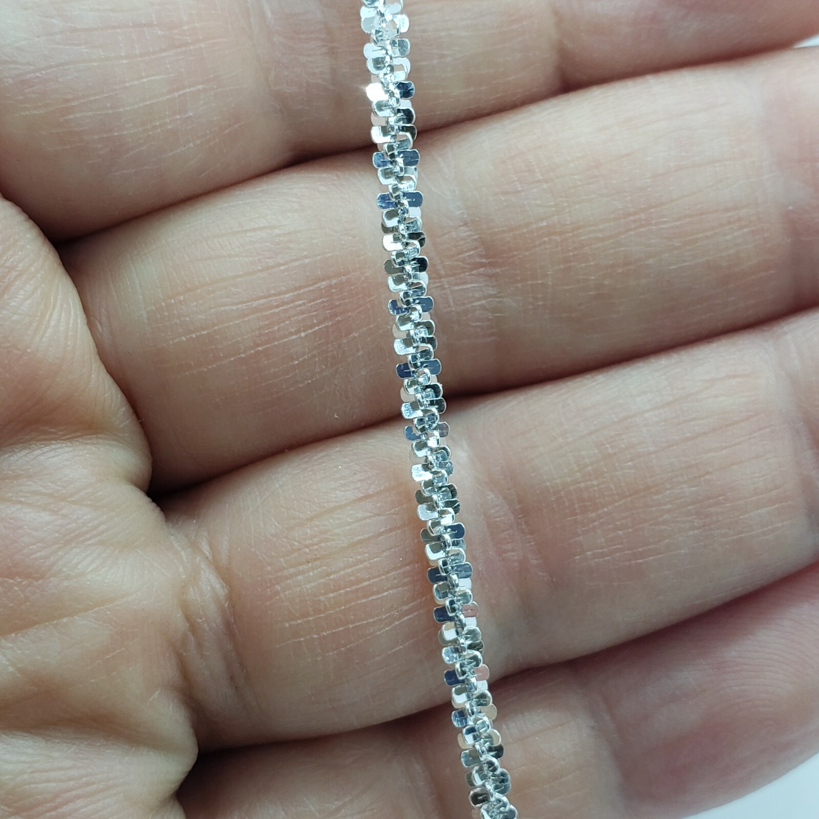 Sterling Silver Sparkle Rock Chain Necklaces & Bracelets 1.8mm Diamond Cut 7-24″